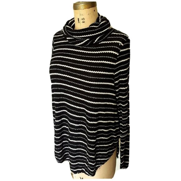 Free People We the Free Kristina Striped Drippy Waffle knit cowl Thermal Top M - Picture 8 of 14